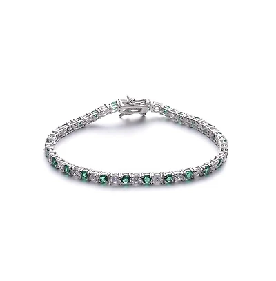 Genevive Sterling Silver with Colored Cubic Zirconia Tennis Bracelet For Women