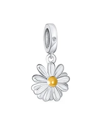 Bling Jewelry White Sunflower Daisy Charm Bead 14K Gold Plated Sterling Silver Bracelets
