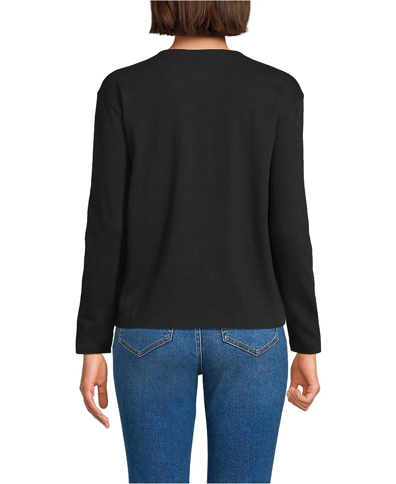 Lands' End Women's Long Sleeve Mariner Jersey Crewneck Tee