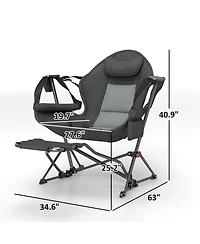 Outsunny Hammock Camping Chair Set of 2 with Adjustable Back, Dark