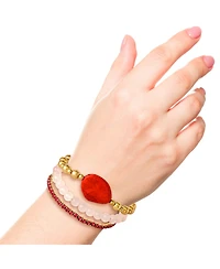 Jessica Simpson 3-Piece Beaded Stretch Bracelet Set - Gemstone & Gold-Tone Accents