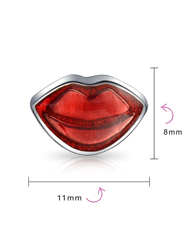 Bling Jewelry Valentine Red Lips Charm Bead in Sterling Silver European Bracelets