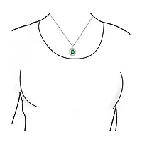 Bling Jewelry Art Deco Green Baguette Cz Emerald Cut Pendant Necklace Silver Plated