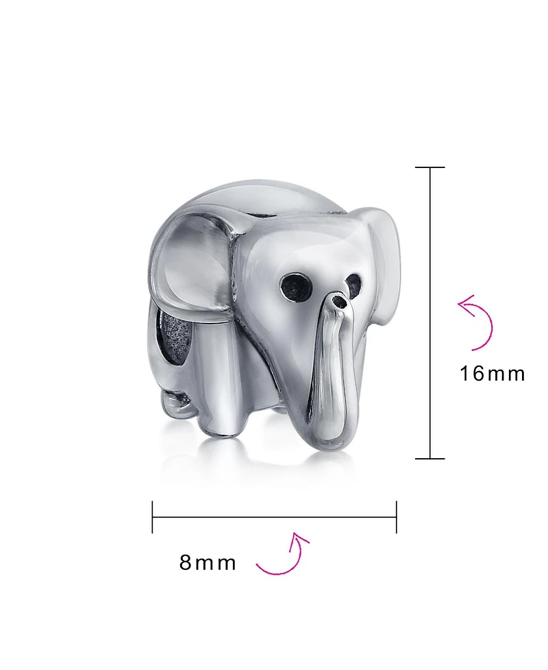 Bling Jewelry Lucky Elephant Charm Bead in Oxidized Sterling Silver European Bracelets