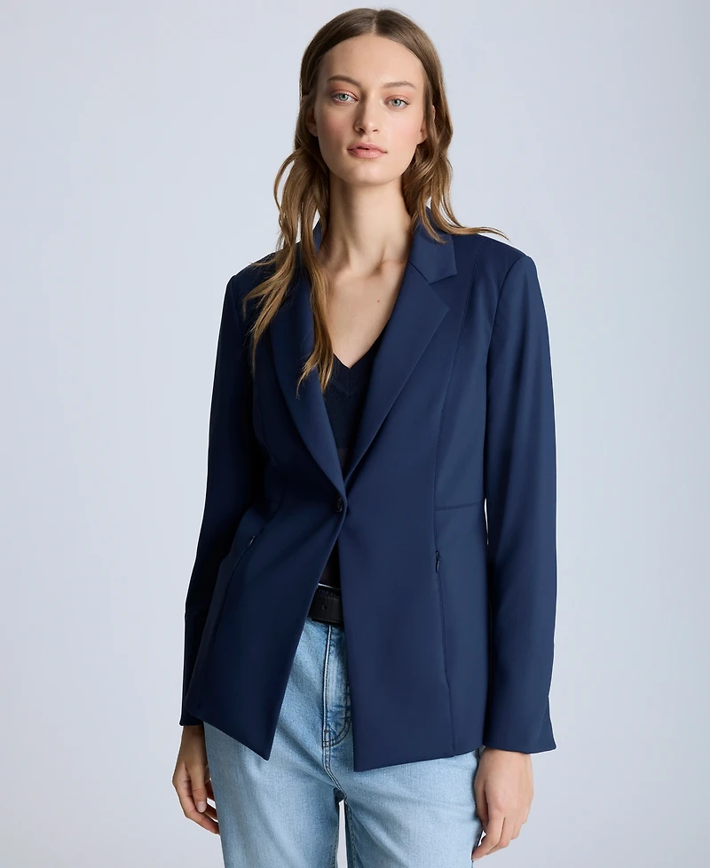 Kenneth Cole Women's Athletic Stretch One-Button Blazer
