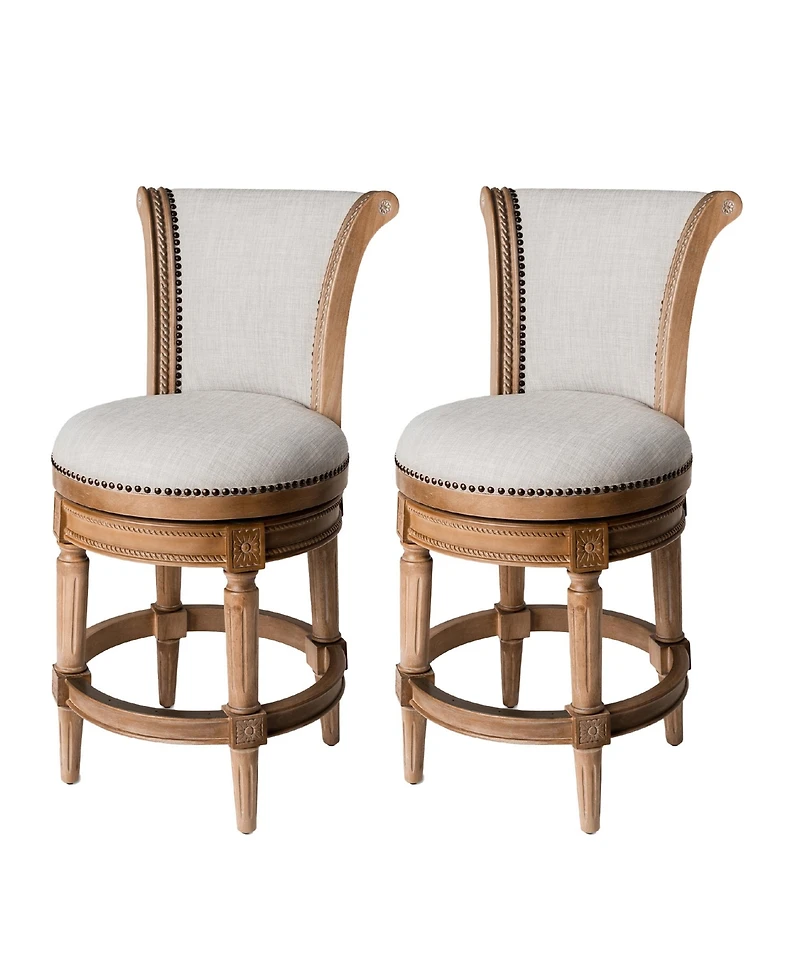 Maven Lane Pullman Counter Stool, Weathered Oak Finish & Sand Color, Set of 2