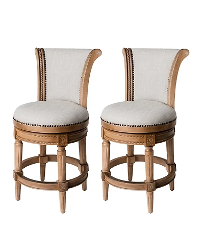 Maven Lane Pullman Counter Stool, Weathered Oak Finish & Sand Color, Set of 2