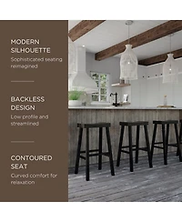Maven Lane Vincent Wooden Rustic Aesthetic Kitchen Bar Stool, Set of 3