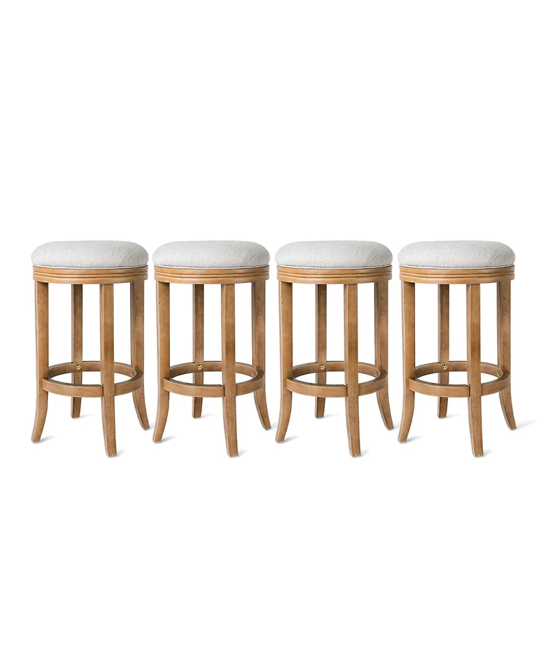Maven Lane Eva Counter Stool in Weathered Oak Finish, Sand Color, Set of 4