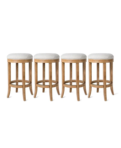 Maven Lane Eva Counter Stool in Weathered Oak Finish, Sand Color, Set of 4