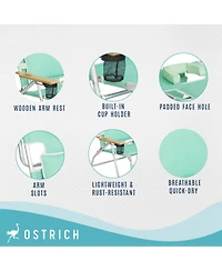 Ostrich Deluxe 3N1 Lightweight Outdoor Lawn Beach Lounge Chair w/Footrest, Teal