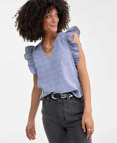 On 34th Women's Textured Sleeveless Ruffle Femme Top, Exclusively at Macy's