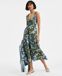 On 34th Women's Printed Smocked Tiered Scoop-Neck Tank Midi Dress, Exclusively at Macy's