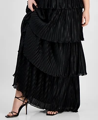 Emerald Sundae Trendy Plus Pleated Tiered Gown