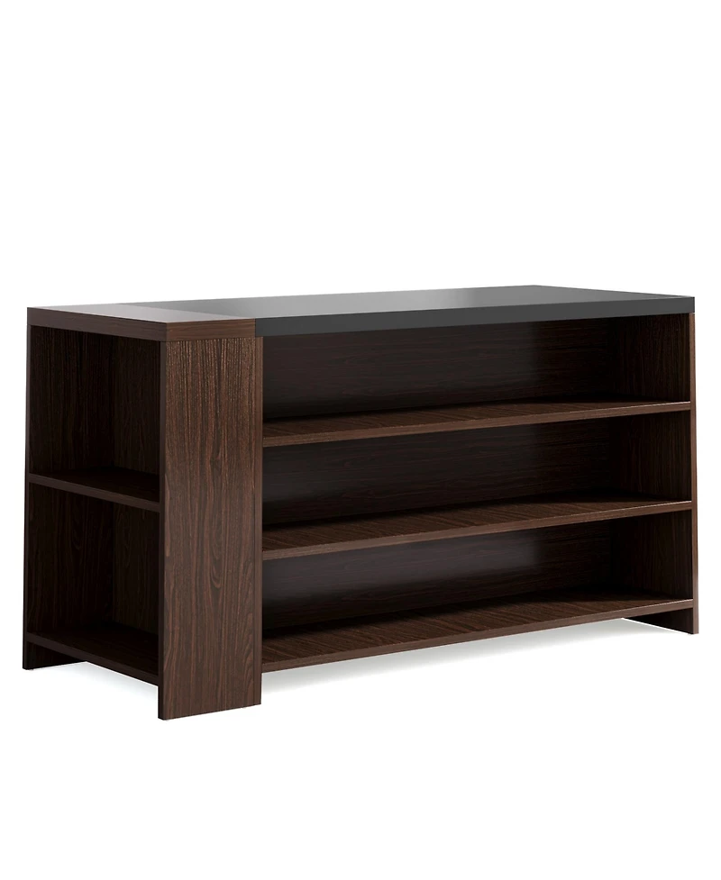 Tribesigns 55" Kitchen Island with Storage, Farmhouse 5-Tier Stationary Island Table with 5 Shelves, Wood Coffee Bar Table Storage Cabinet with Large