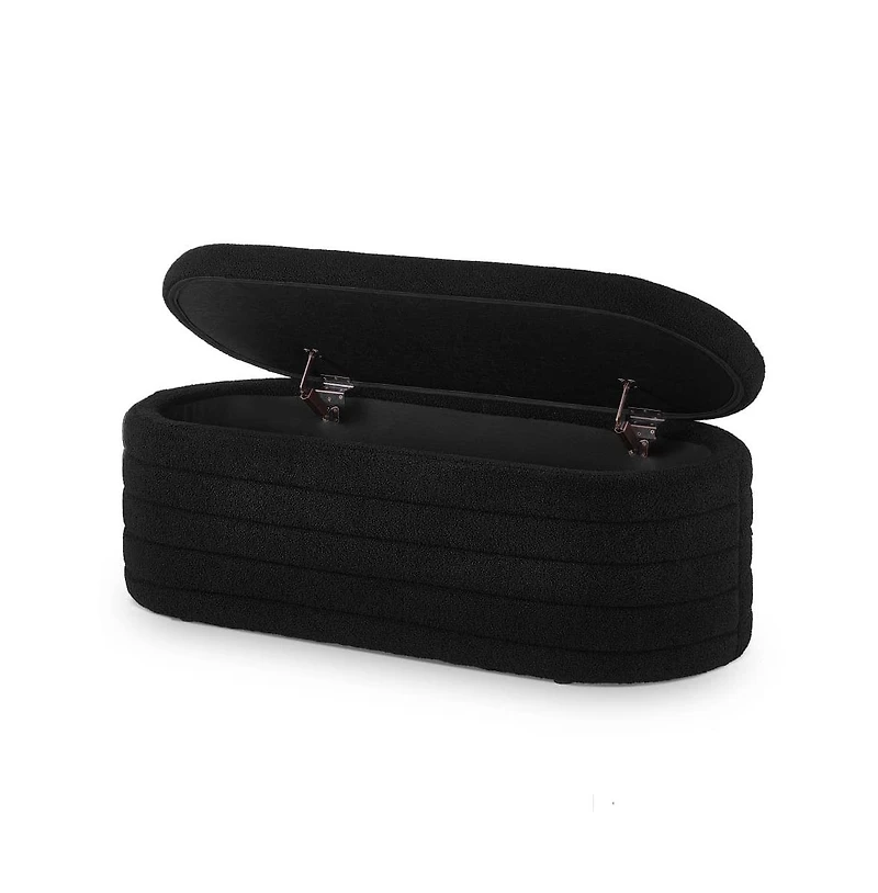 Modern Storage Ottoman Bench with Teddy Boucle Fabric for Bedroom, Living Room, Entryway-The Pop Home