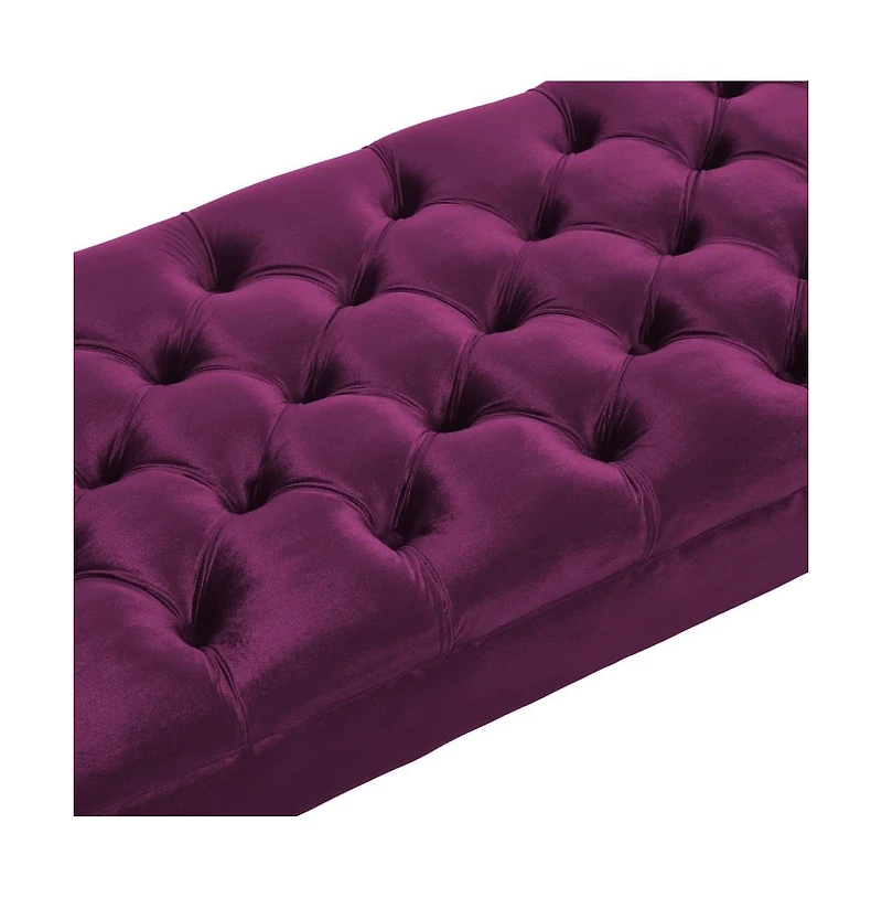 Velvet Tufted Bench for Bedroom, Living Room & Entryway, Window with Spindle Wooden Legs-The Pop Home