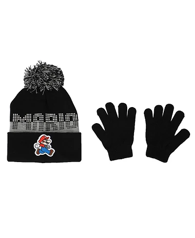Super Mario Boys Bros Mario Youth Beanie & Glove Set