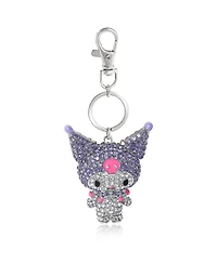 Sanrio Kuromi Crystal Keychain Bag Travel Charm – Sparkling Purple and Silver Rhinestones