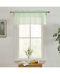 Hlc.me Sophia Floral Rod Pocket Lace Semi Sheer Voile Short Valance for Small Windows