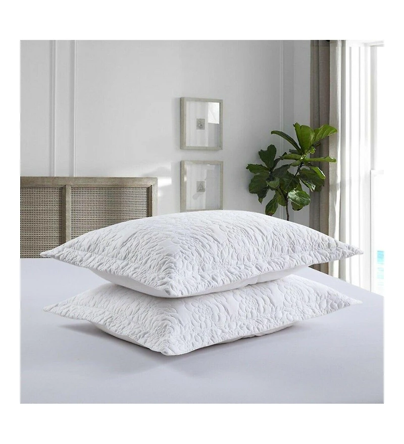 MarCielo 2 Pcs Embroidered Pillow Shams Decorative Microfiber Pillow Shams-Standard
