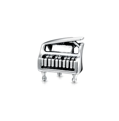 Bling Jewelry Grand Piano Charm Bead Musicians in Oxidized Sterling Silver Fits Bracelets