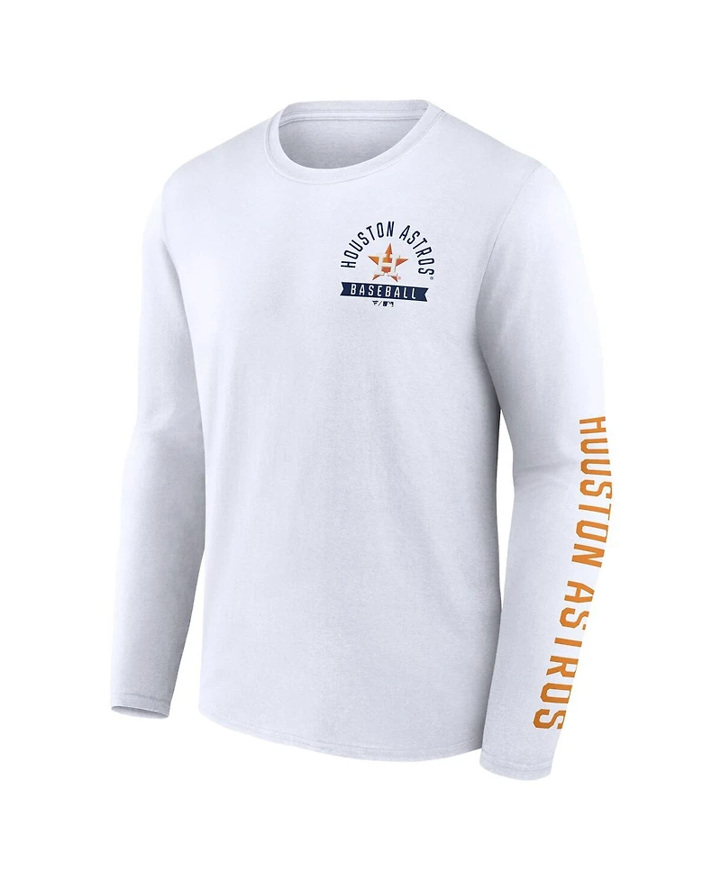 Fanatics Men's White Houston Astros Press Box Long Sleeve T-Shirt