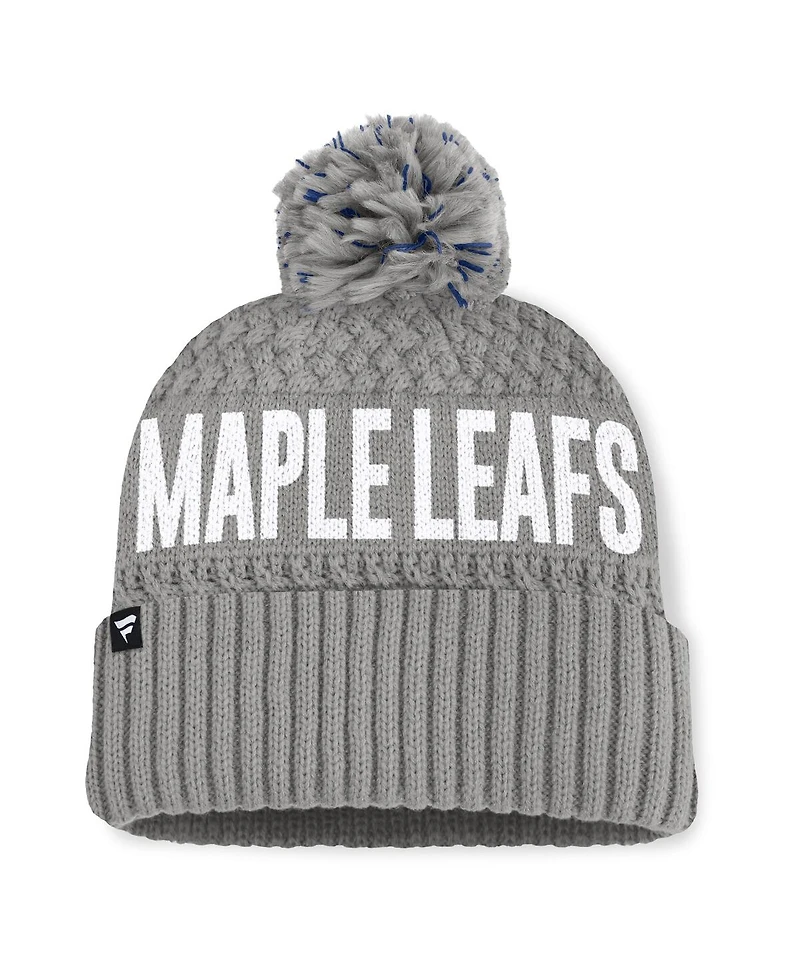 Fanatics Women's Gray Toronto Maple Leaf's Heritage Tilly Cuffed Knit Hat with Pom