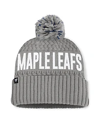Fanatics Women's Gray Toronto Maple Leaf's Heritage Tilly Cuffed Knit Hat with Pom