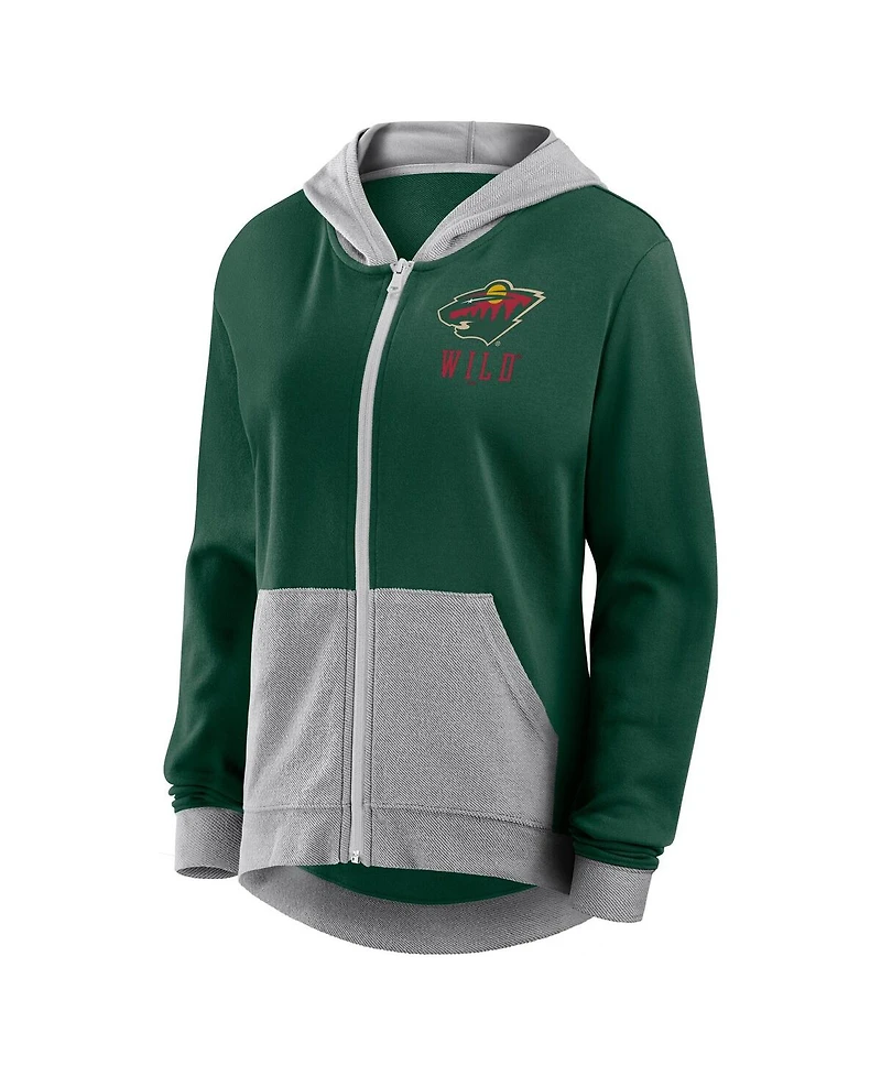 Logo Athletic Women's Green Minnesota Wild Hit It French Terry Full-Zip Hoodie
