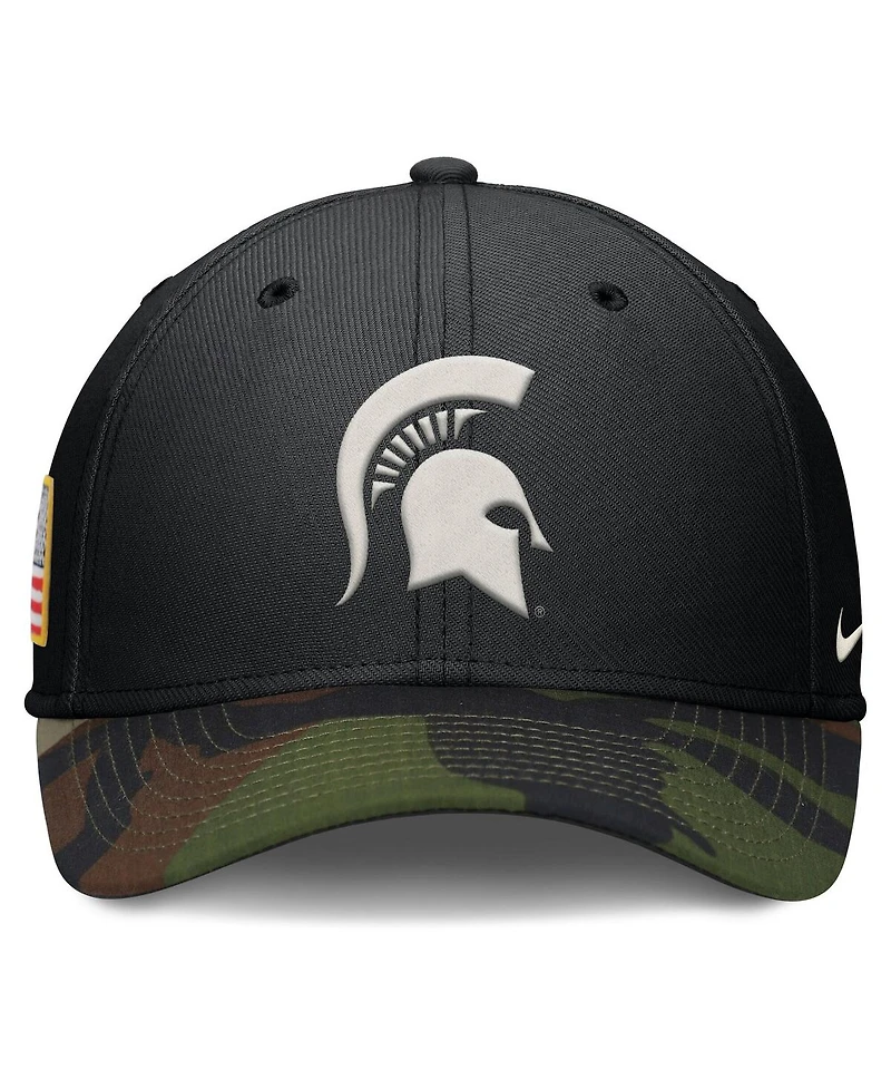 Nike Men's Black/Camo Michigan State Spartans 2024 Military Appreciation Rise Swoosh Performance Flex Hat