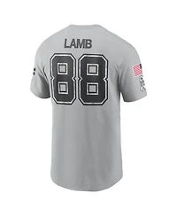 Nike Men's CeeDee Lamb Gray Dallas Cowboys 2024 Salute To Service Name Number T-Shirt