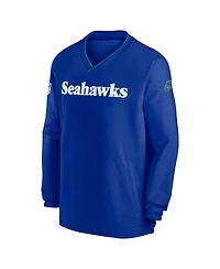 Nike Men's Royal Seattle Seahawks 2024 Sideline Throwback Logo Long-Sleeve V-Neck Windshirt