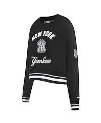 Pro Standard Women's Black New York Yankees Cultivated Pearl Cropped Pullover Sweatshirt