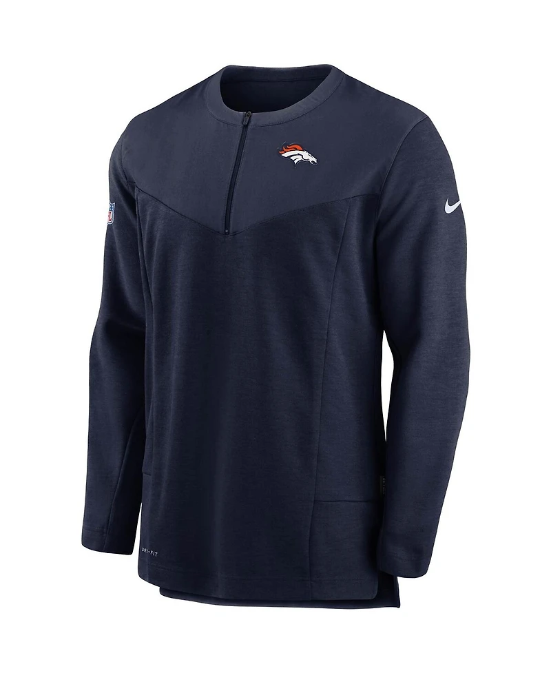 Nike Men's Navy Denver Broncos Sideline Half-Zip Uv Performance Jacket