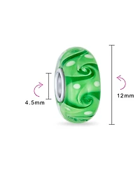 Bling Jewelry Murano Glass Charm Bead Green Red Blue Aqua Wave Swirl Spacer Bracelet