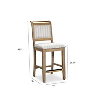 24" Counter Height Farmhouse Stool, Leather Seat, Rustic Upholstered Kitchen Stool (1PK)-The Pop Home