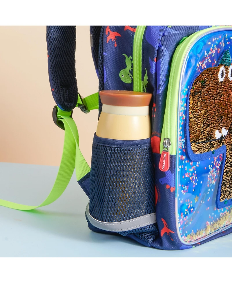 Sunveno Toddler Dinosaur Backpack Reversible Sequins