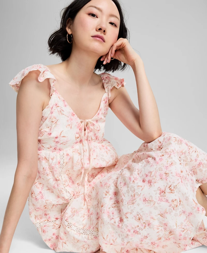 And Now This Women's Empire-Waist Crochet-Trim Midi Dress, Exclusively at Macy's