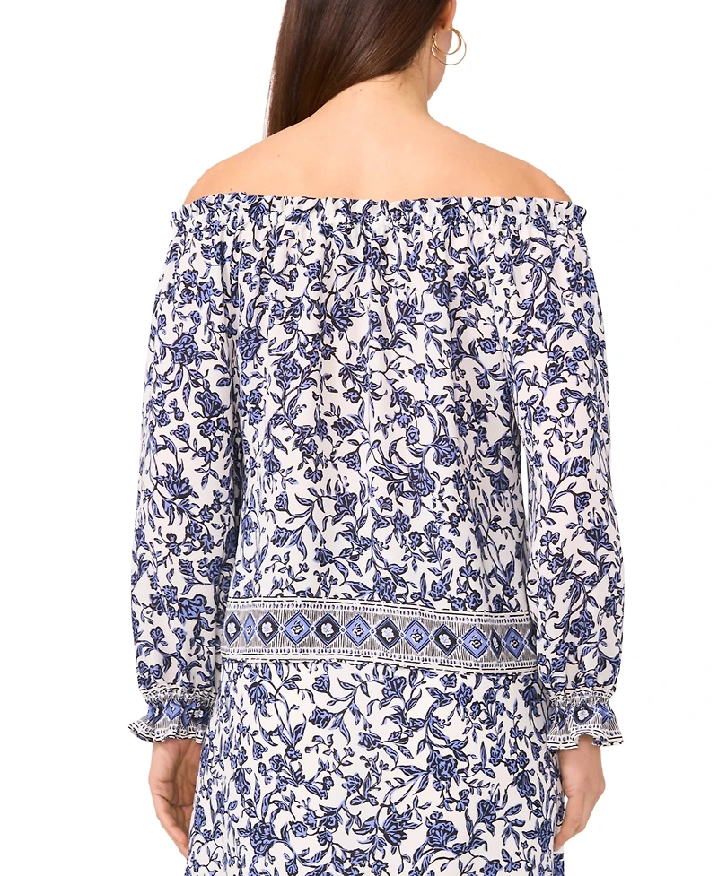 Sam & Jess Women's Printed Off-The-Shoulder Long-Sleeve Top