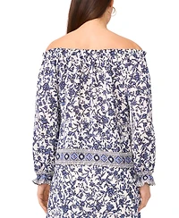 Sam & Jess Women's Printed Off-The-Shoulder Long-Sleeve Top