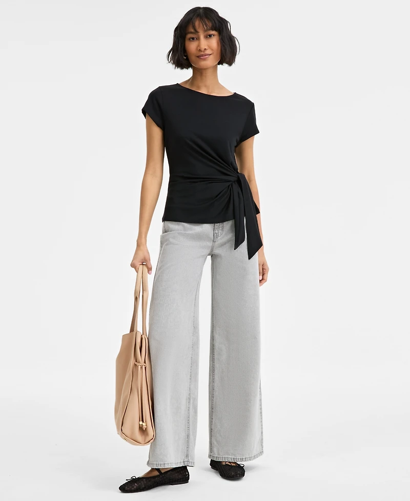 On 34th Women's Side-Tie Short-Sleeve Top, Exclusively at Macy's