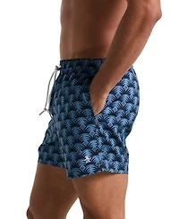 Original Penguin Men's Slim Fit Geo Palm Print Drawstring 5" Swim Trunks