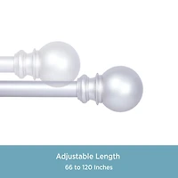 Kenney Bryce Decorative Curtain Rod with Finials for Medium to Large Windows – Stylish Satin Nickel Design