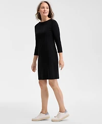 Style & Co Women's Cotton 3/4-Sleeve Boat-Neck Dress, Exclusively at Macy's