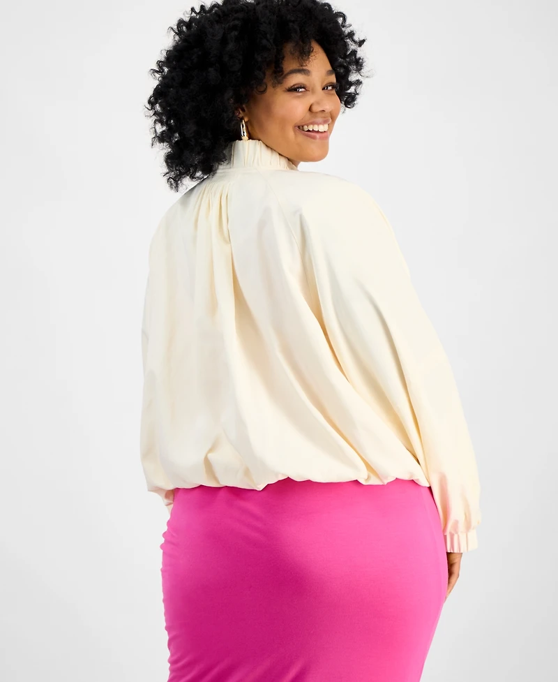 Bar Iii Plus Size Bubble-Hem Twill Cargo Jacket, Exclusively at Macy's
