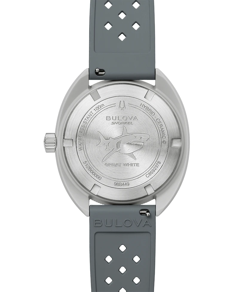 Bulova Men's Snorkel Gray Hnbr Rubber Strap Watch 41mm