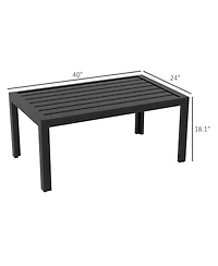 Outsunny Outdoor Table, Recgle Side Table with Steel Frame,