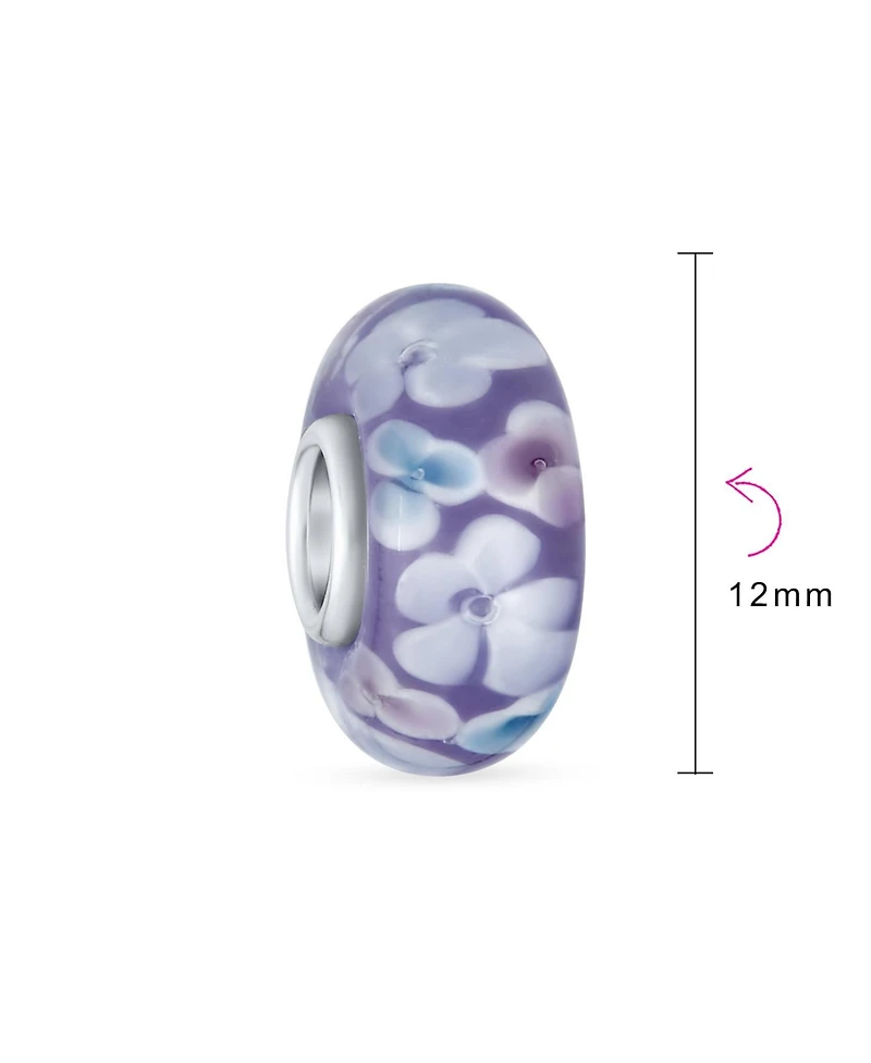 Bling Jewelry Floral Design Murano Glass Spacer Charm Bead with Sterling Silver Core