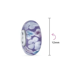 Bling Jewelry Floral Design Murano Glass Spacer Charm Bead with Sterling Silver Core